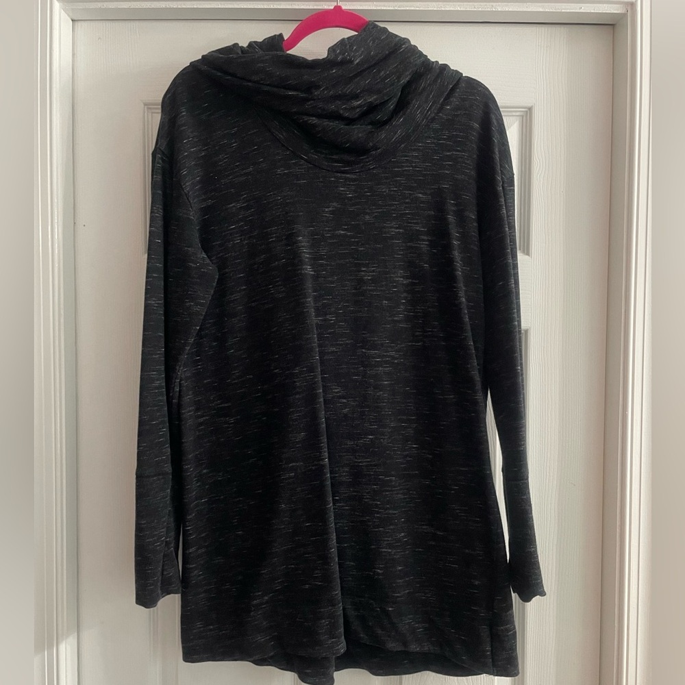 Merona XXL Cowl Neck Hooded Long Sleeve Black Shirt